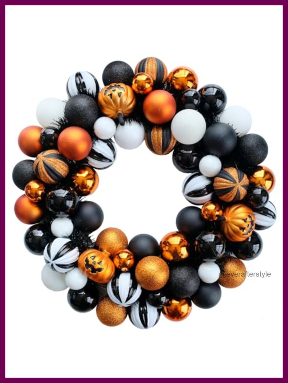 18 Inch Artificial Ball Wreath for Front Door Halloween Decor